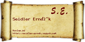 Seidler Ernák névjegykártya